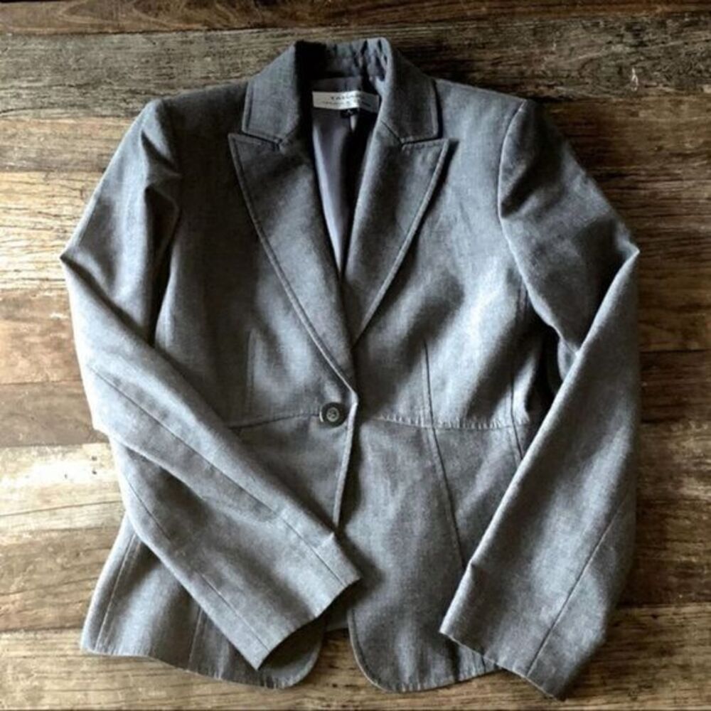 TAHARI ASL Gray Front Button Jacket Blazer US 4